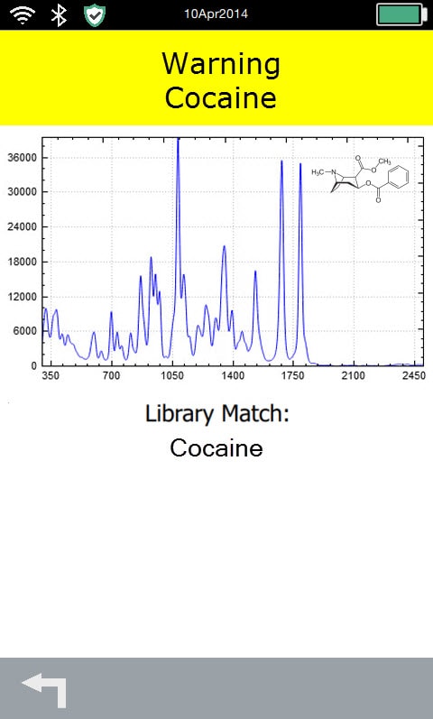Capture écran Progeny ResQ analyse un échantillon de cocaïne